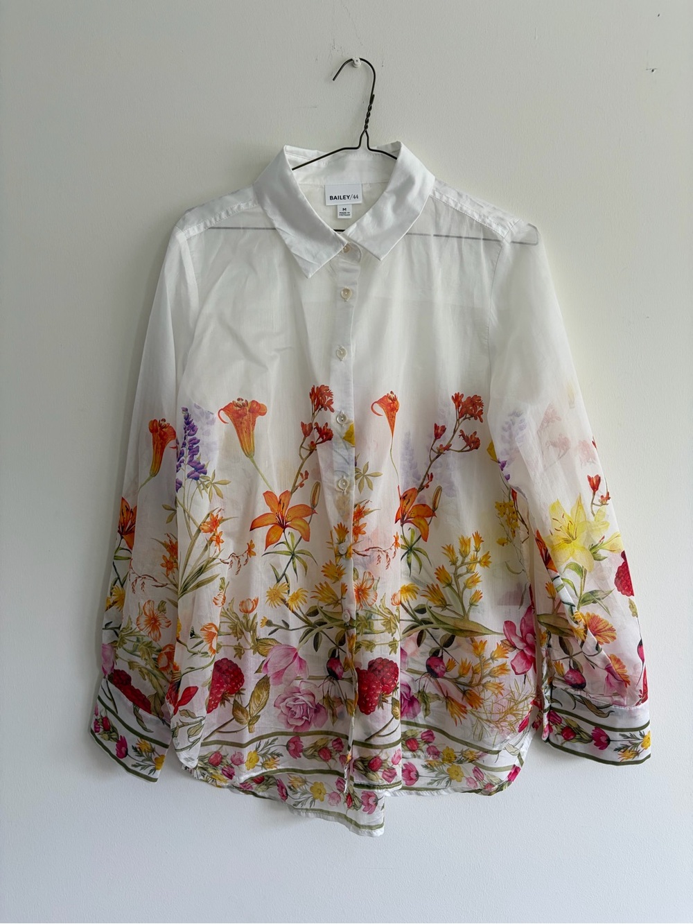 Bailey 44 White Sheer Floral Button-Up Shirt